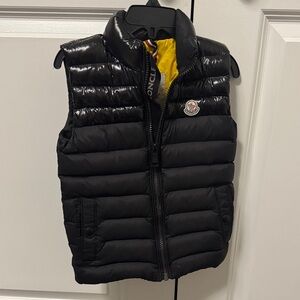Moncler Black Puffer Vest with Yellow Lining